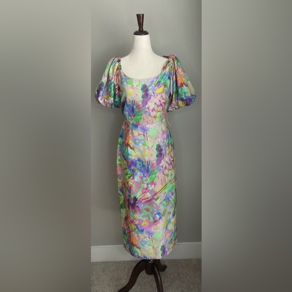 Plenty by Tracy Reese One-Shoulder Puff-Sleeve Dress Sz XS - Picture 3 of 16